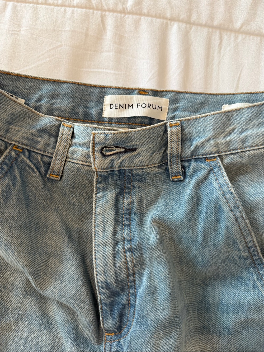 Denim Forum Light Blue High-Rise Wide Leg Jeans - Picture 3 of 3